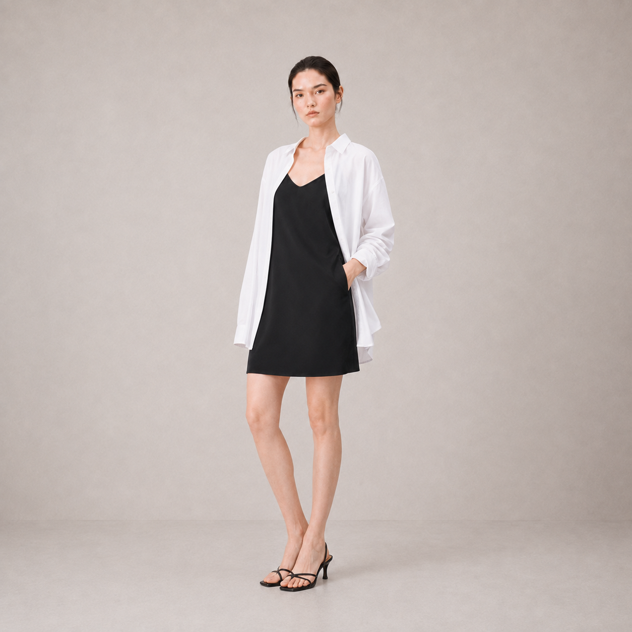 Slip Mini Dress-BLACK 2
