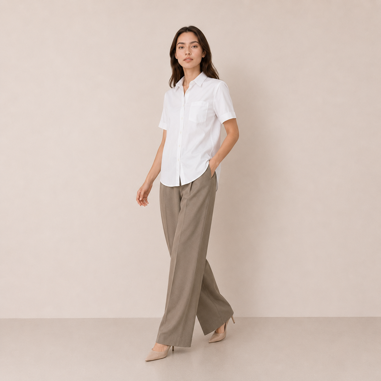 Ego round short sleeve shirt-WHITE 2
