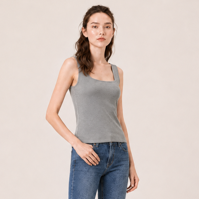 square-neck sleeveless top-LIGHT GREEN 4