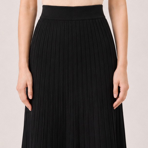 Ribbed Knit Skirt-BLACK 4