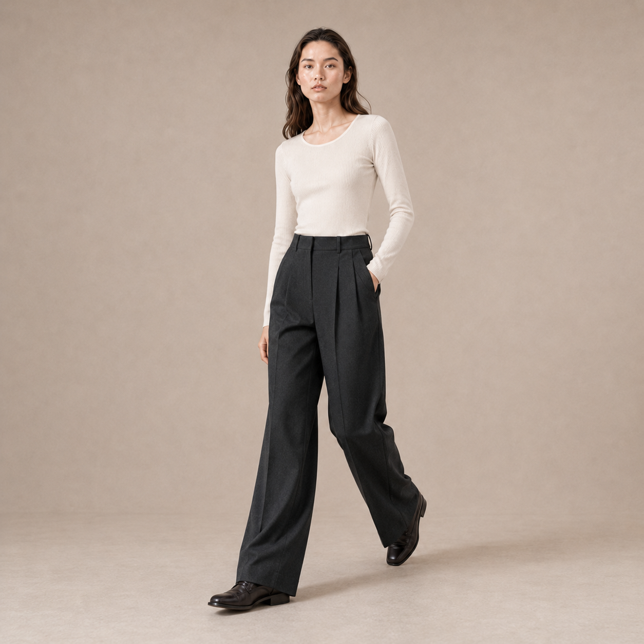 Summer Double-pleated trousers-CHARCOAL 3