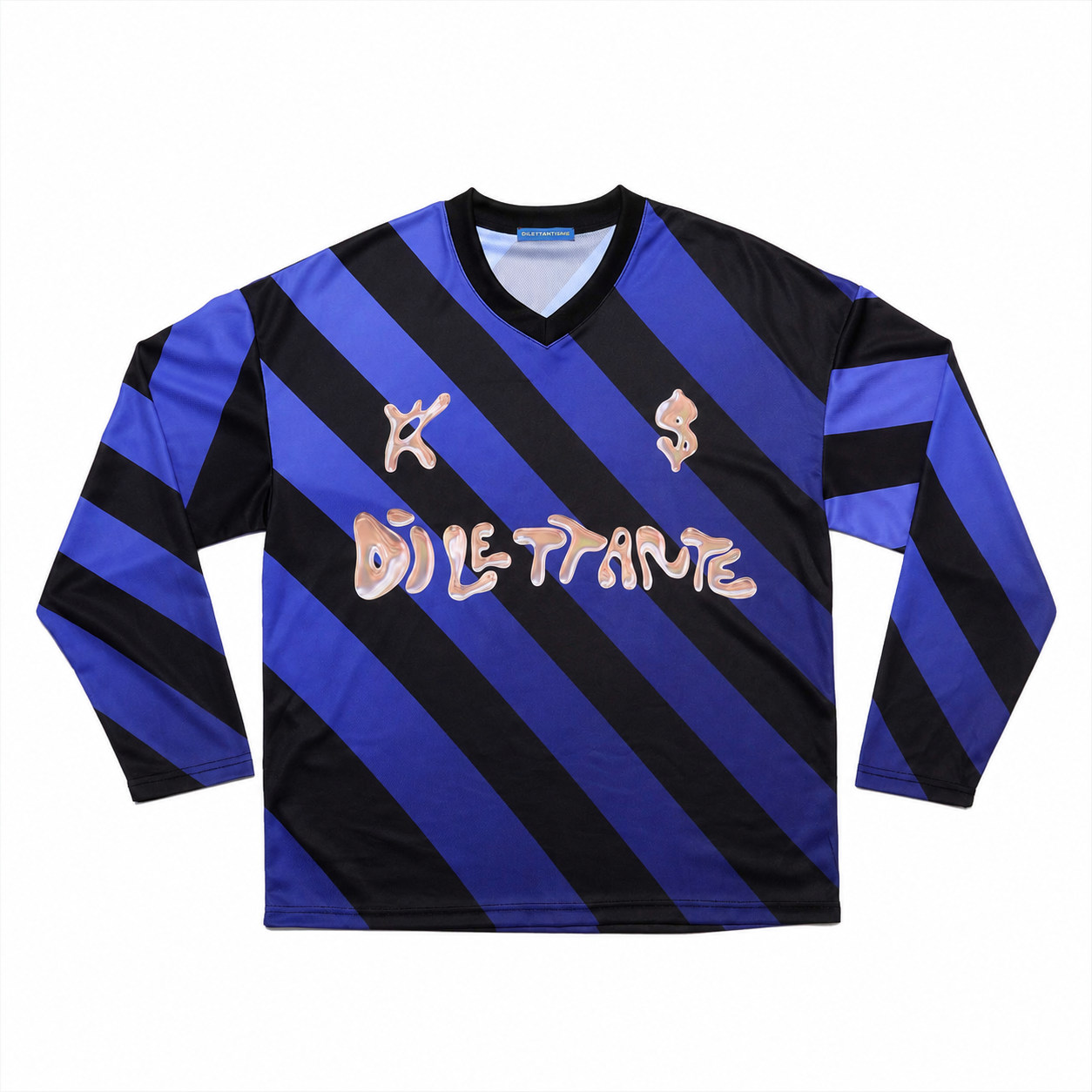 Stripe Football Jersey T-Shirts-BLUE 7