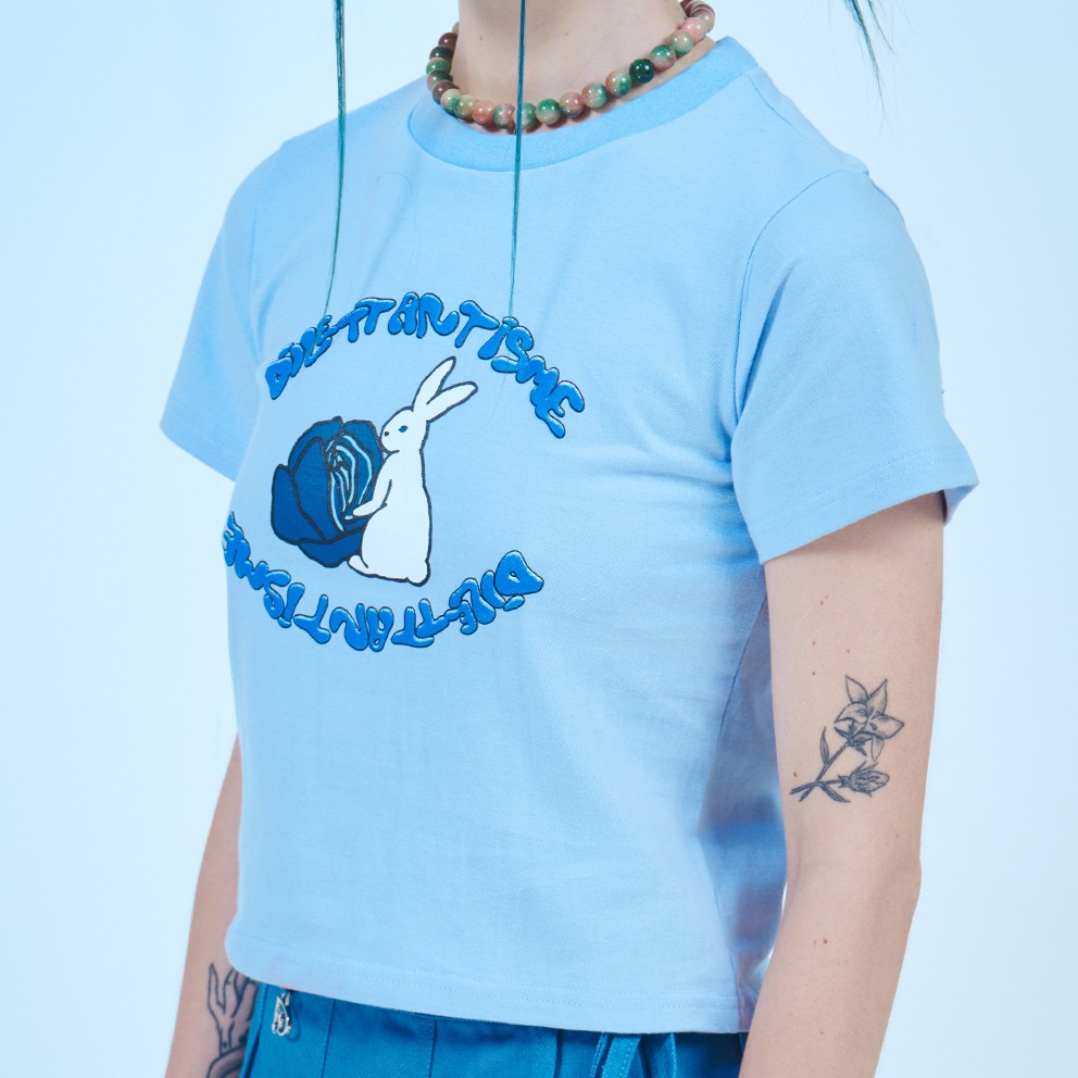 Rabbit Crop T-Shirts-BLUE 5