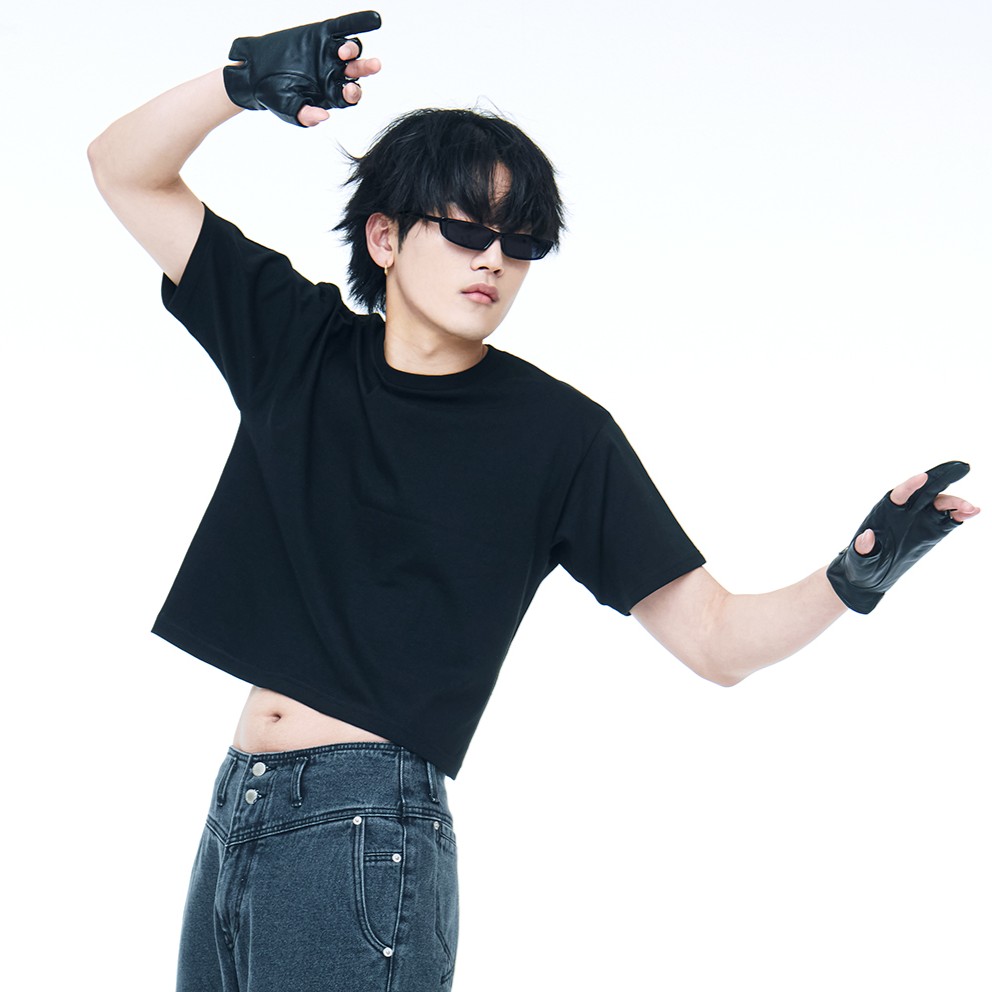 Men's Crop T-Shirt-BLACK 3