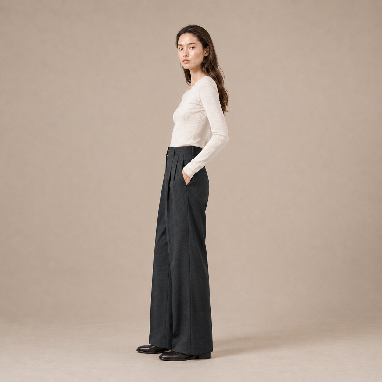 Summer Double-pleated trousers-CHARCOAL 5