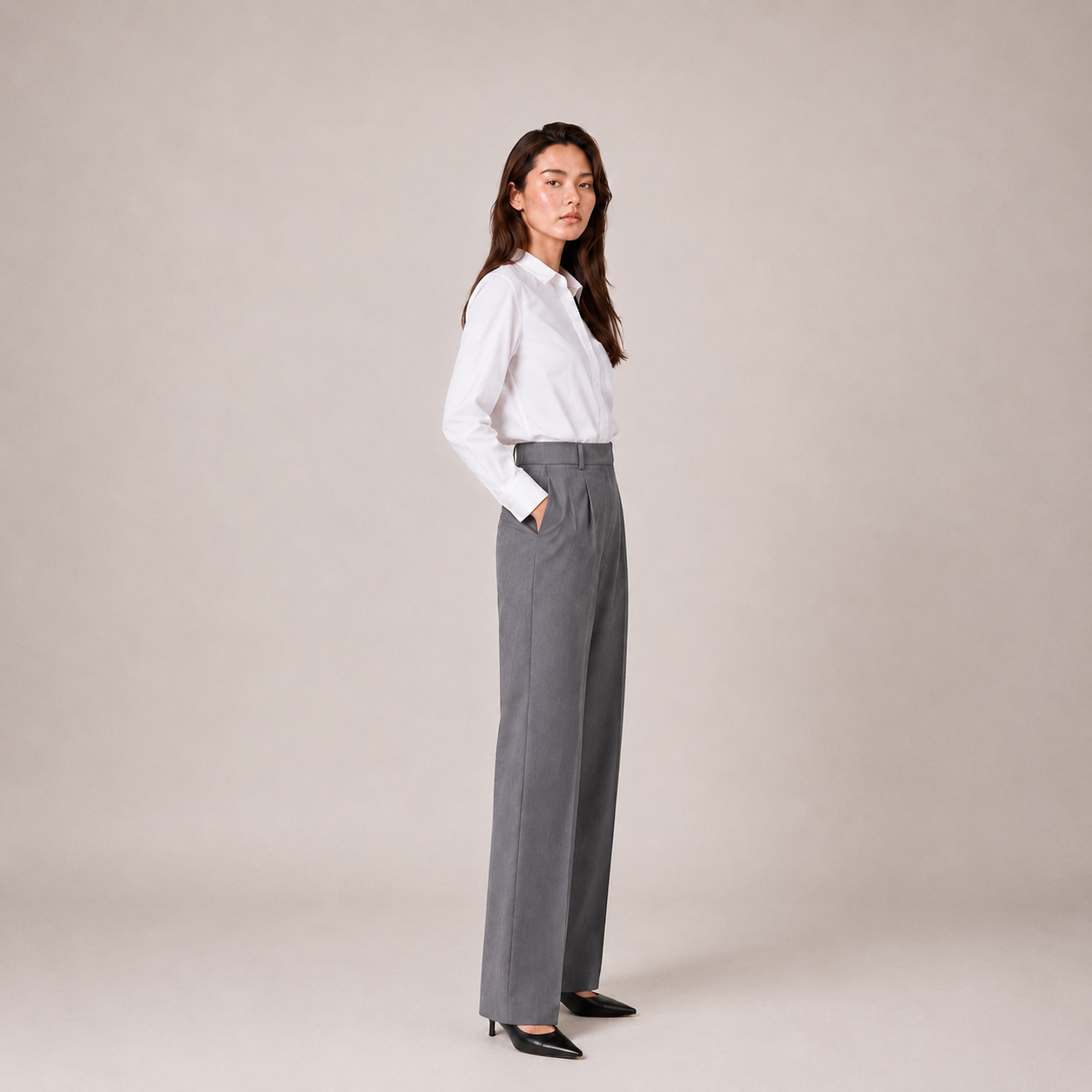 Double-pleated Tailored trousers-GRAY 3