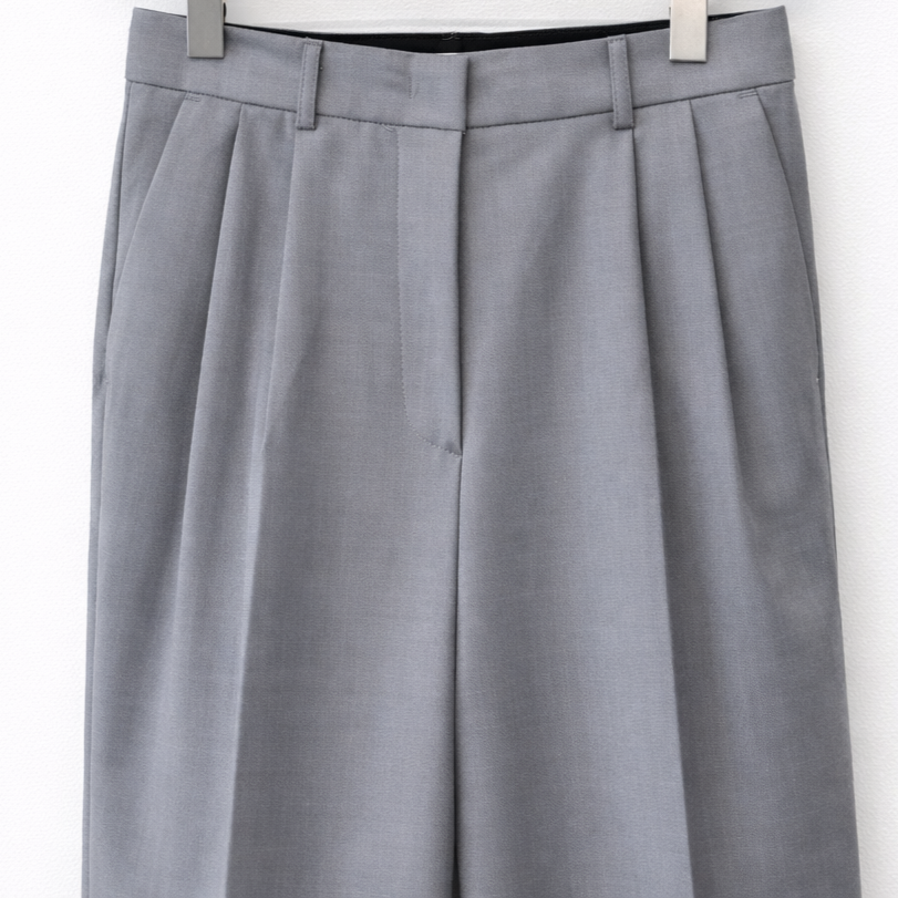 Double-pleated Tailored trousers-GRAY 6