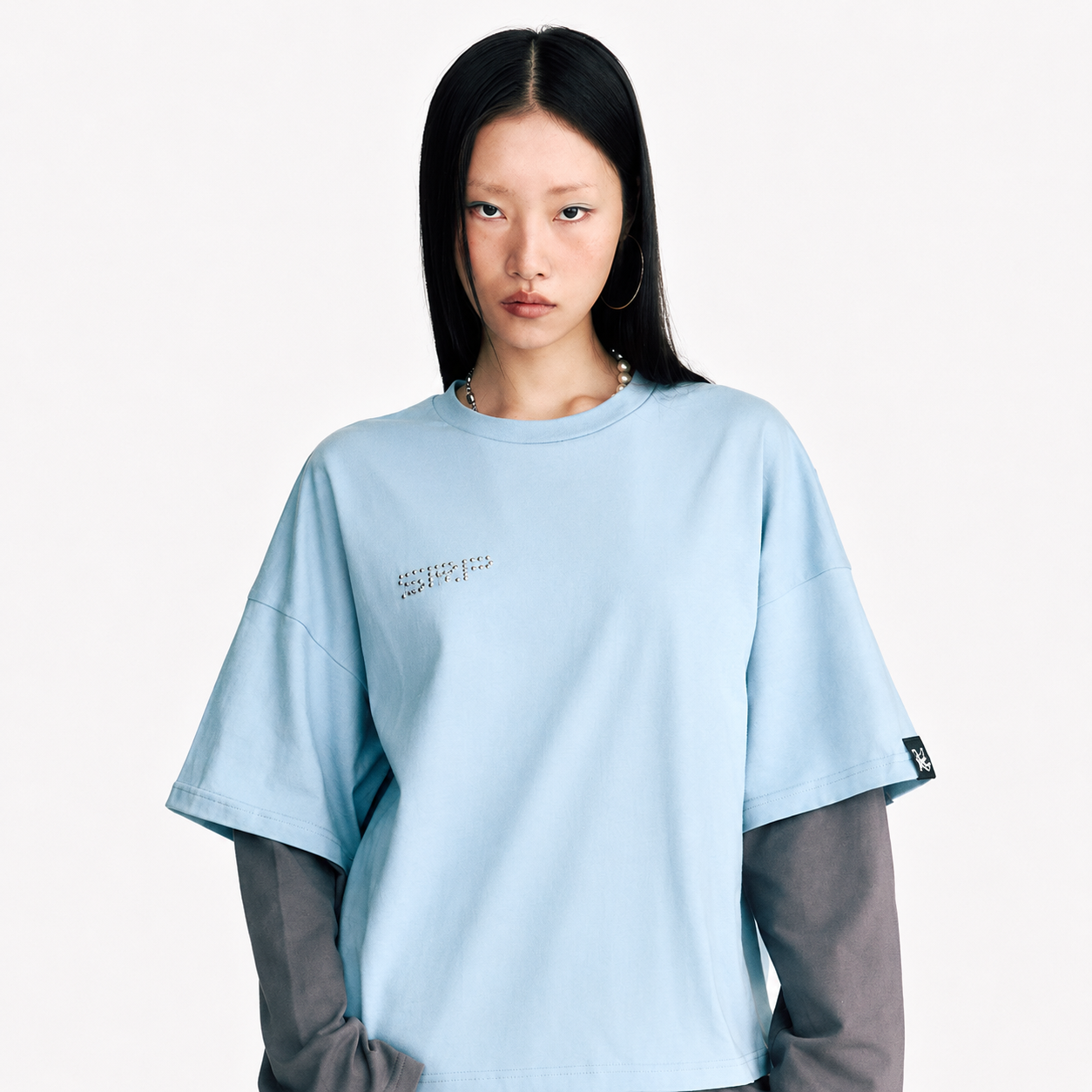 FLAME STAR LAYERED LONG SLEEVE T Shirts-LIGHT BLUE 5
