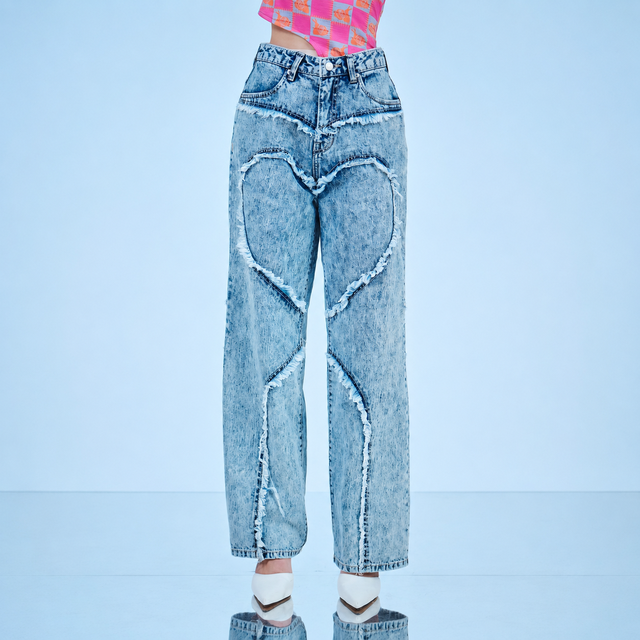 HEART ICE WASHING JEANS-BLUE 6