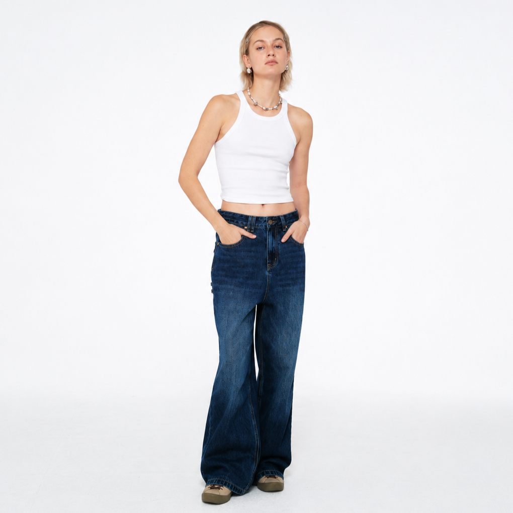 DAILY BOY WIDE DENIM PANTS-OCEAN BLUE 2