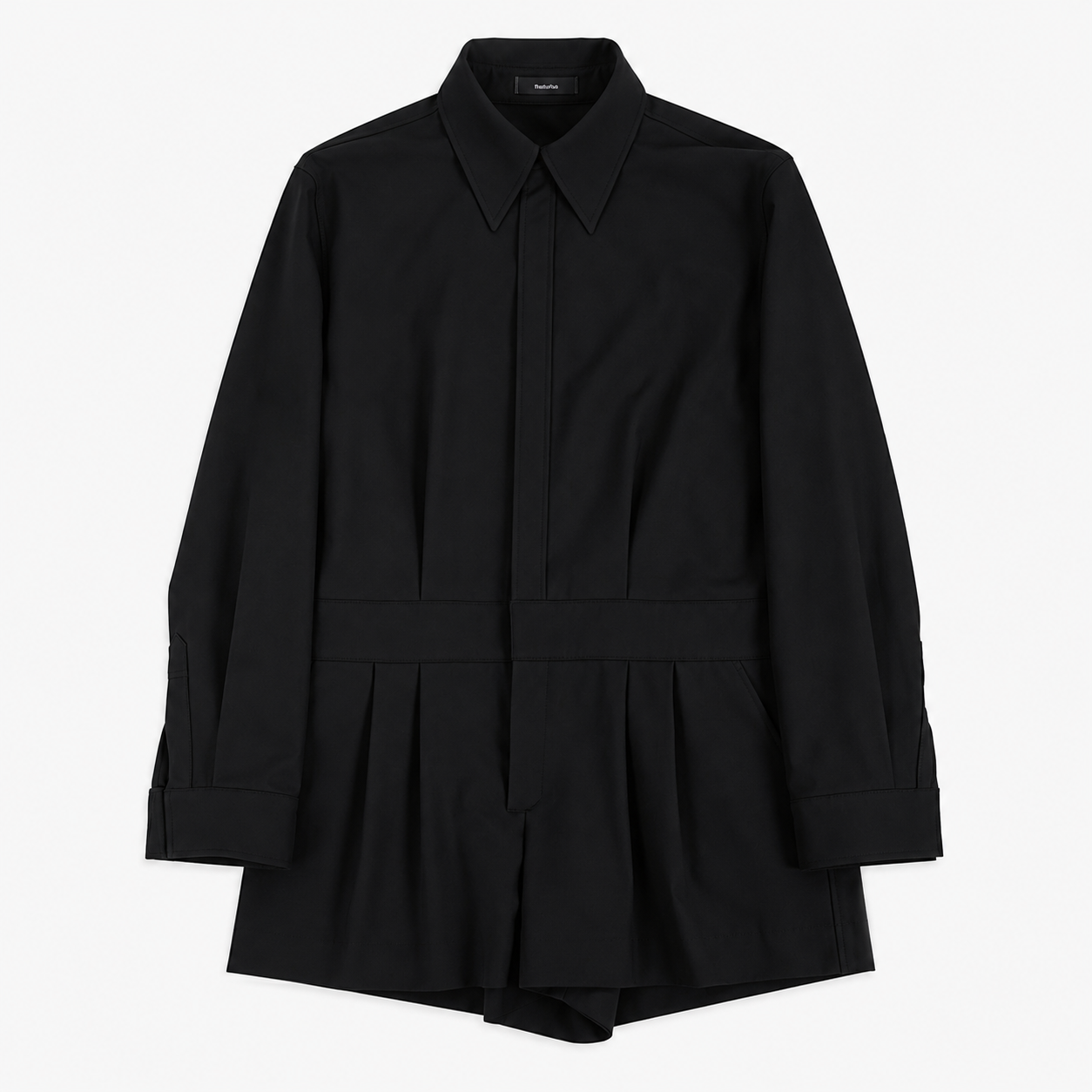 WOMENS SHIRT COLLAR JUMPSUIT-BEIGE, BLACK 10