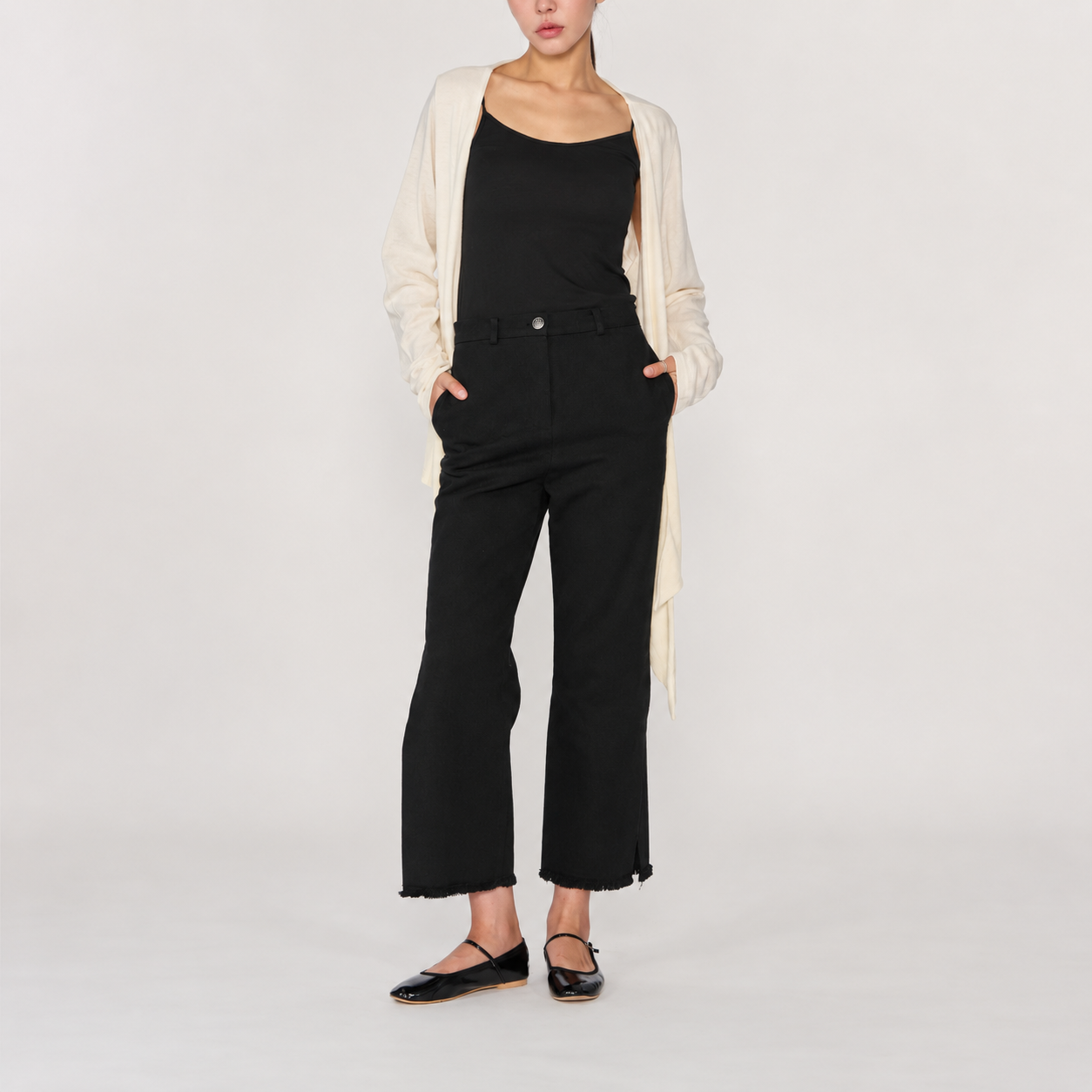 Angora Tie Double-Layered Cardigan-IVORY 3