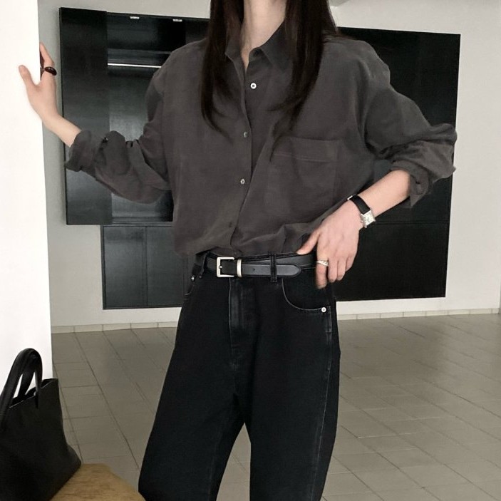 Washing Corduroy Shirt-CHARCOAL 3