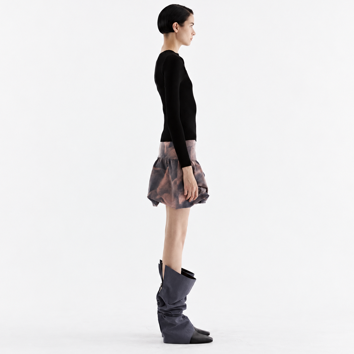 WASHING TULIP SKIRT-BLACK 3
