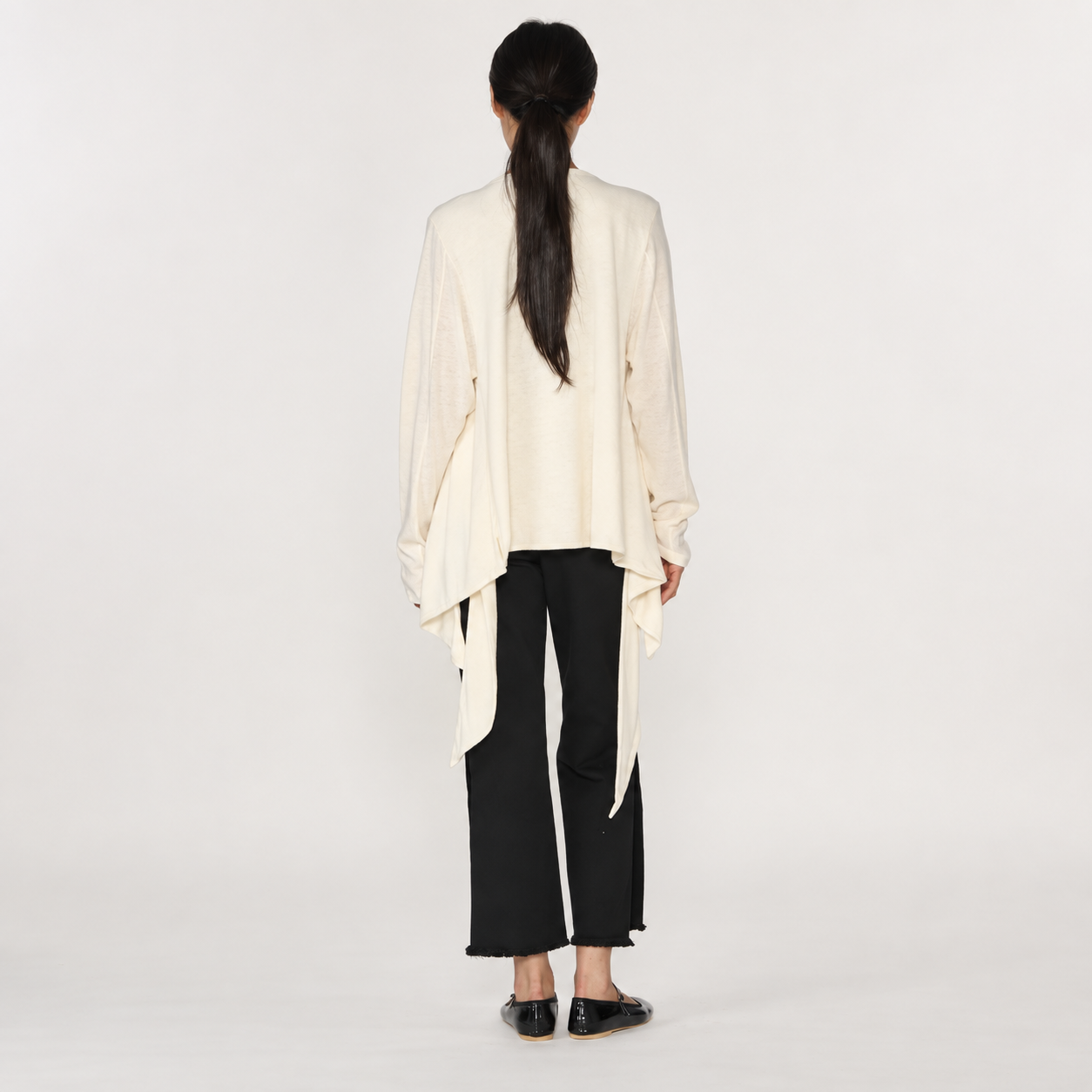 Side-Slit Cotton Slacks-BLACK 3