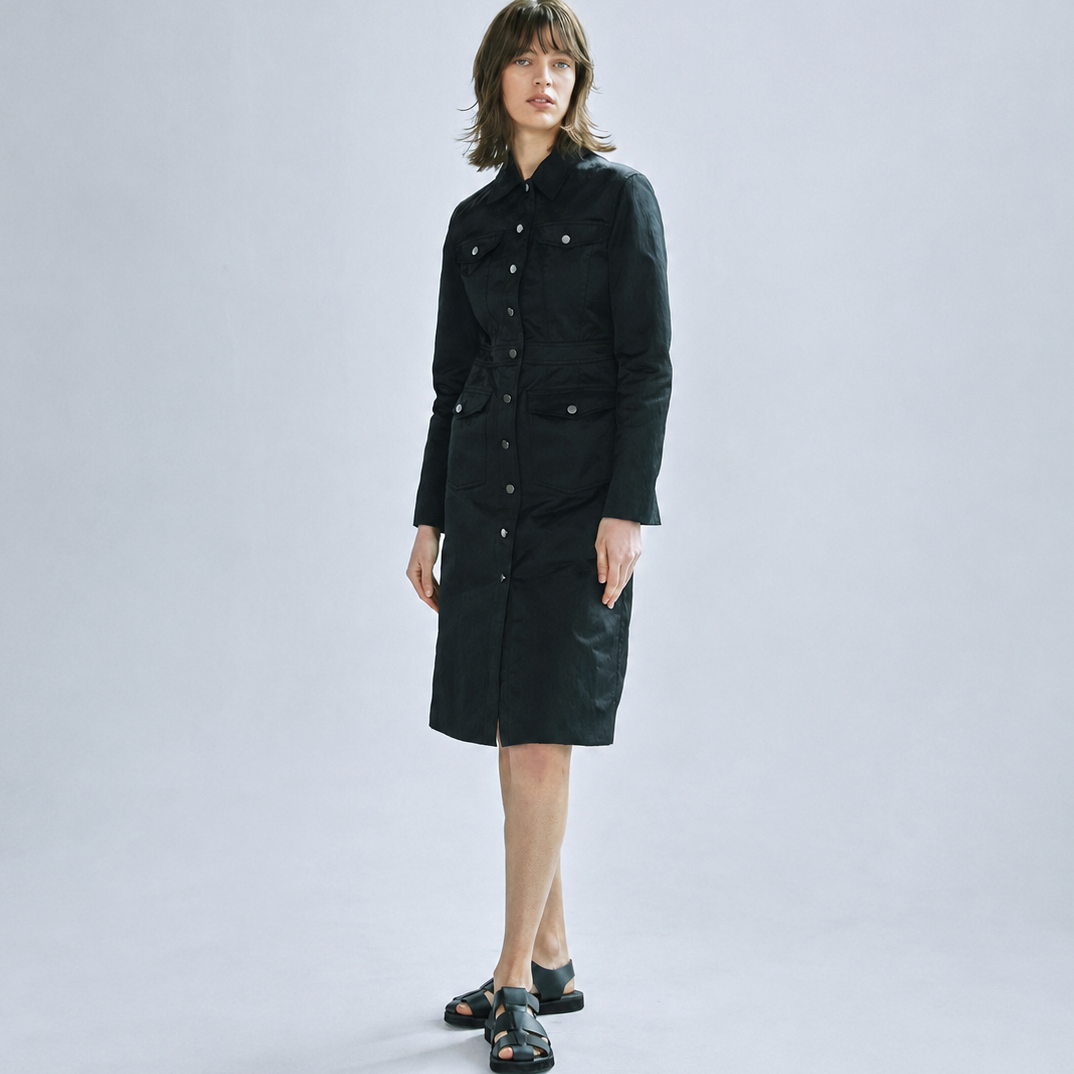 365 Button down dress-BLACK 5