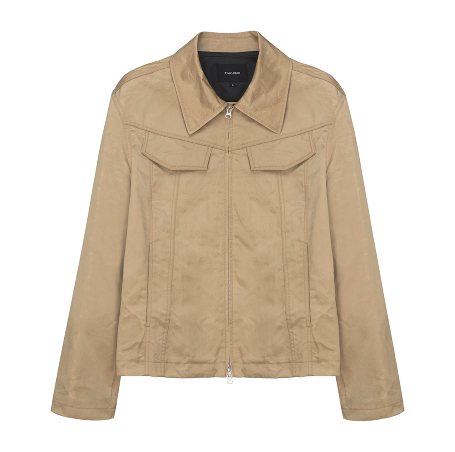 TWO POCKET NYLON JACKET-BEIGE