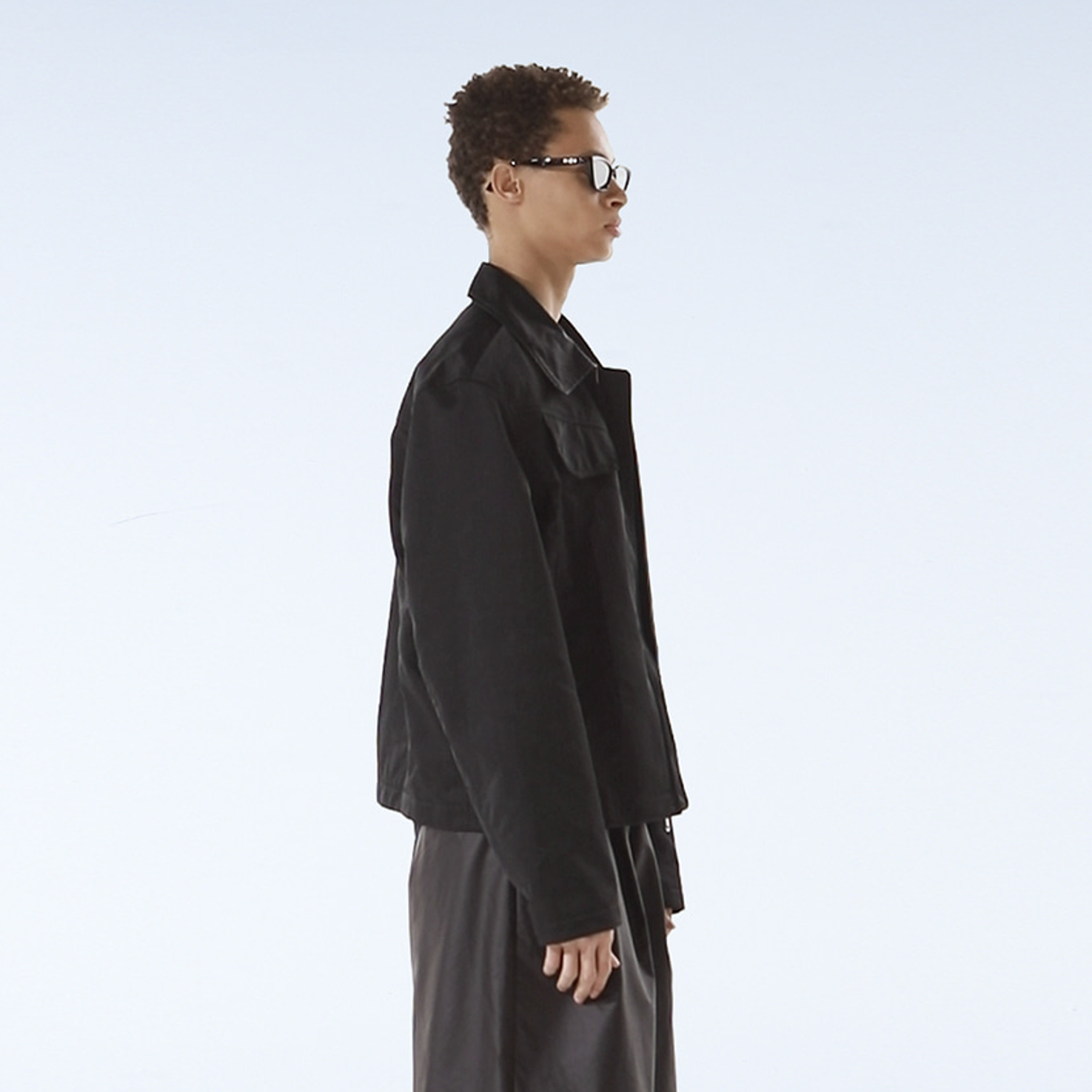 TWO POCKET NYLON JACKET-BLACK 2
