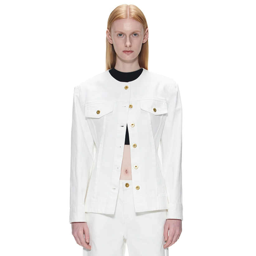 CURVED LINE DENIM JACKET-WHITE 4