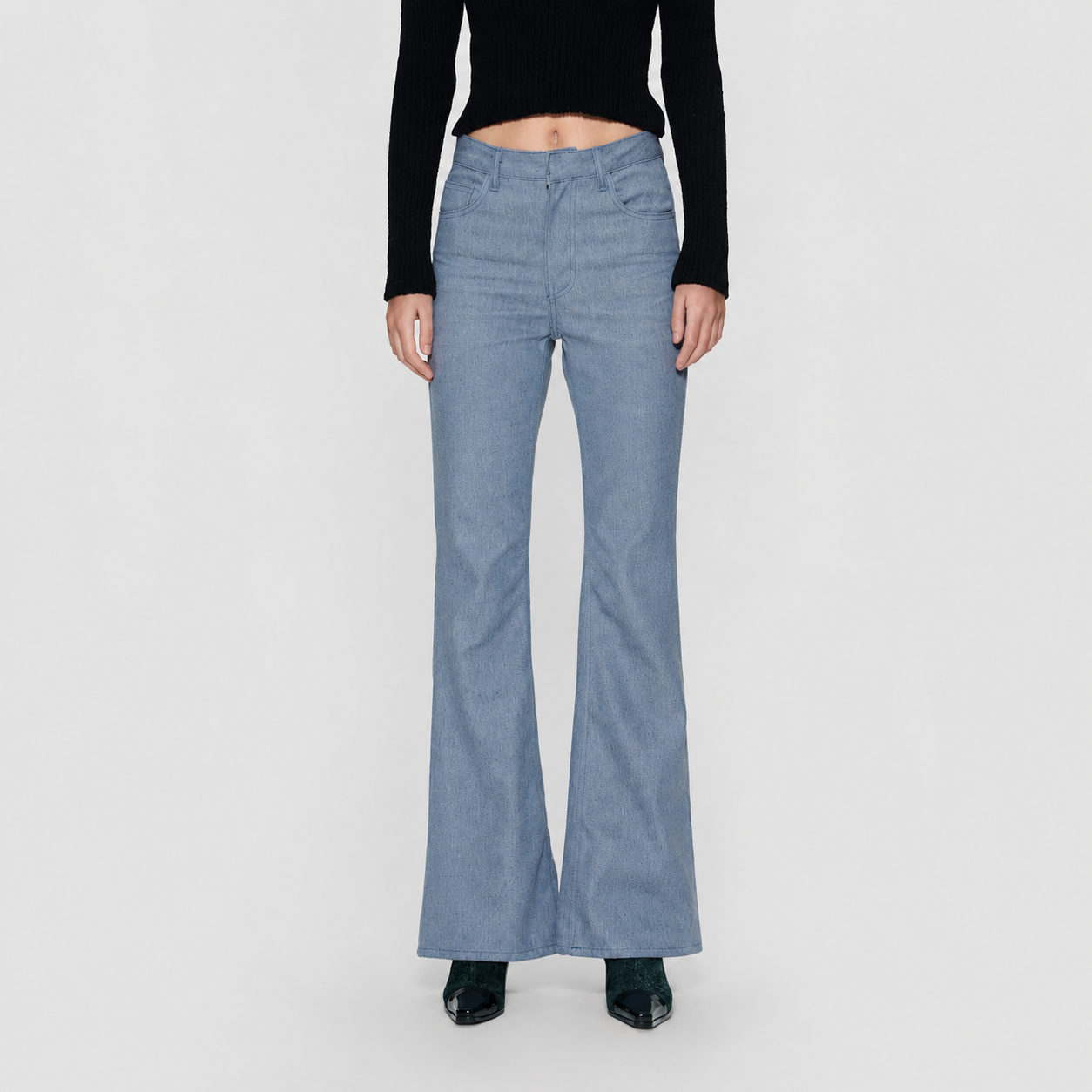SEMI BOOTS CUT DENIM PANTS-BLUE 2