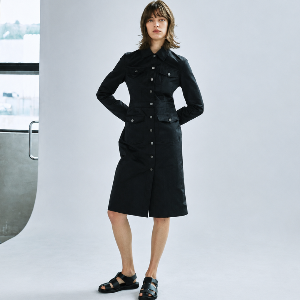 365 Button down dress-BLACK 3