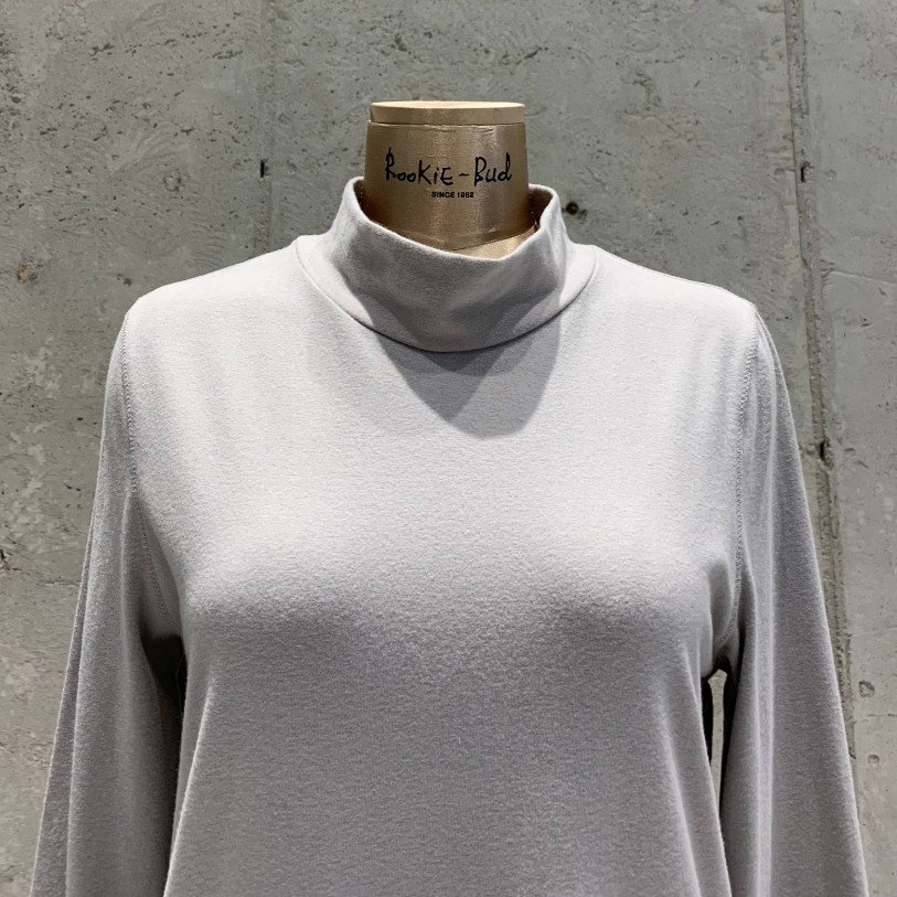 Long Turtleneck Shirt With Side Slits-GRAY 4