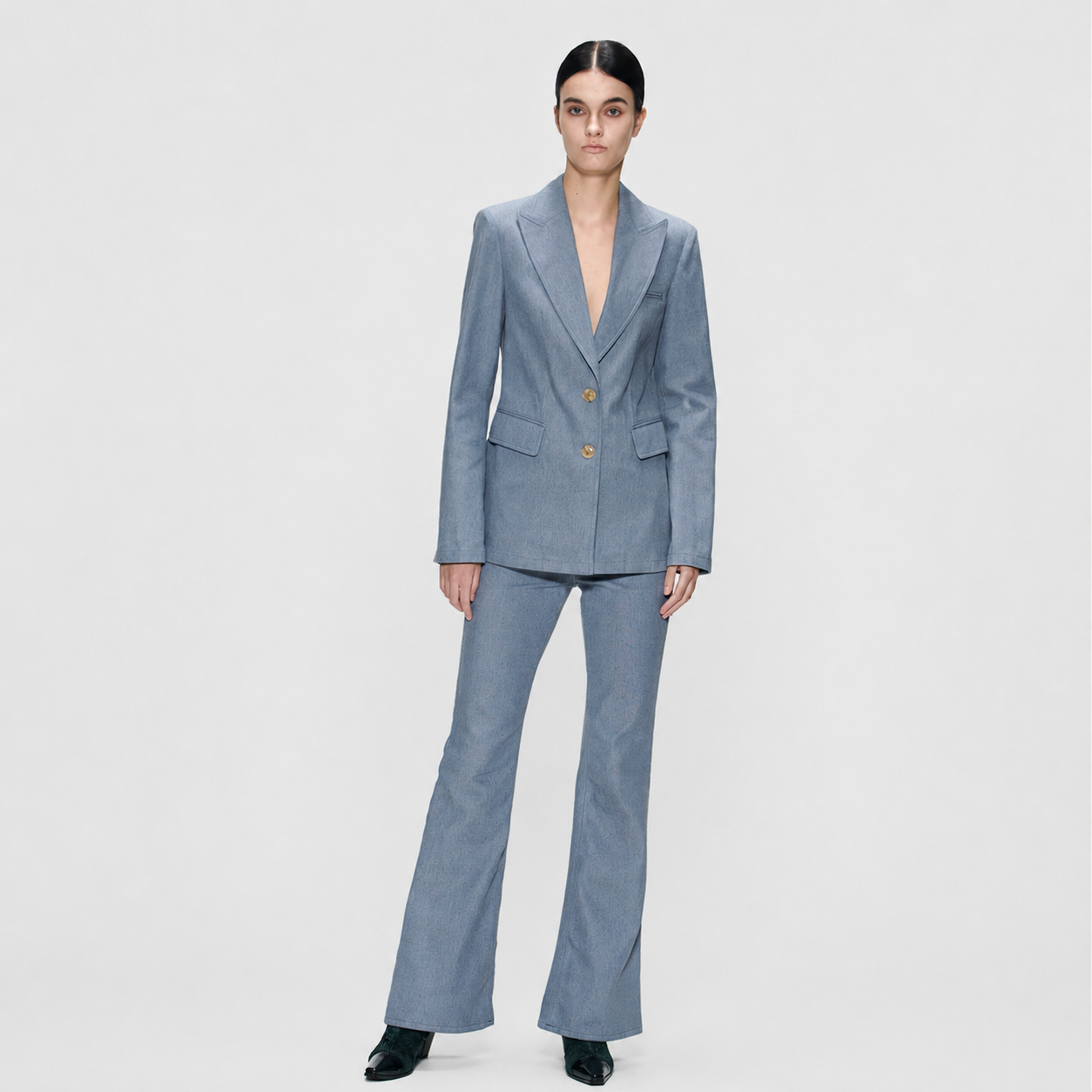 SEMI BOOTS CUT DENIM PANTS-BLUE 6