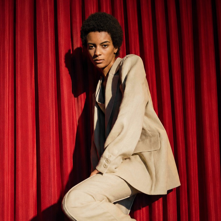 SILK LINEN OVER JACKET-BEIGE