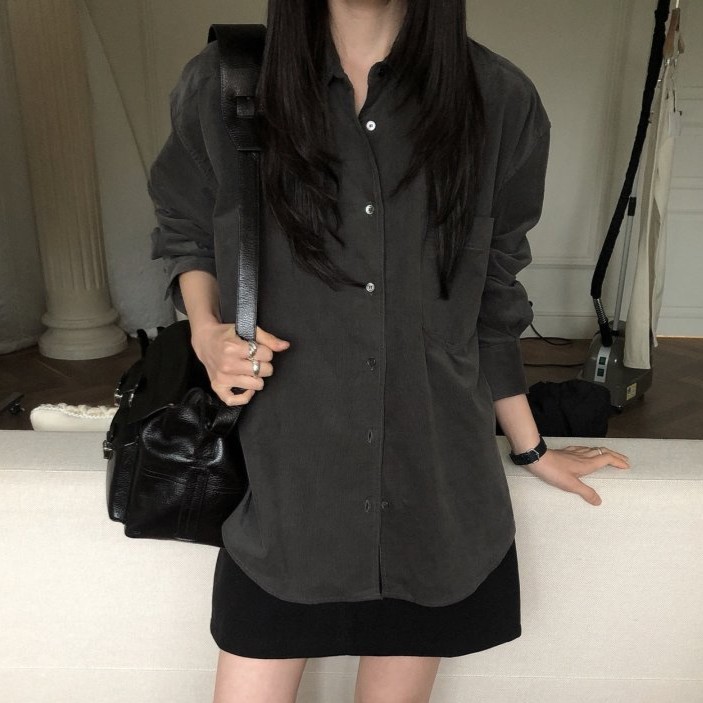 Washing Corduroy Shirt-CHARCOAL 5