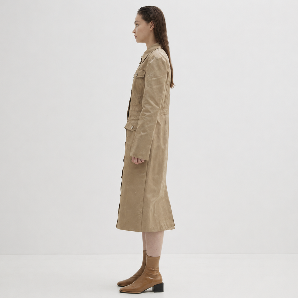 365 Button down dress-BEIGE 3