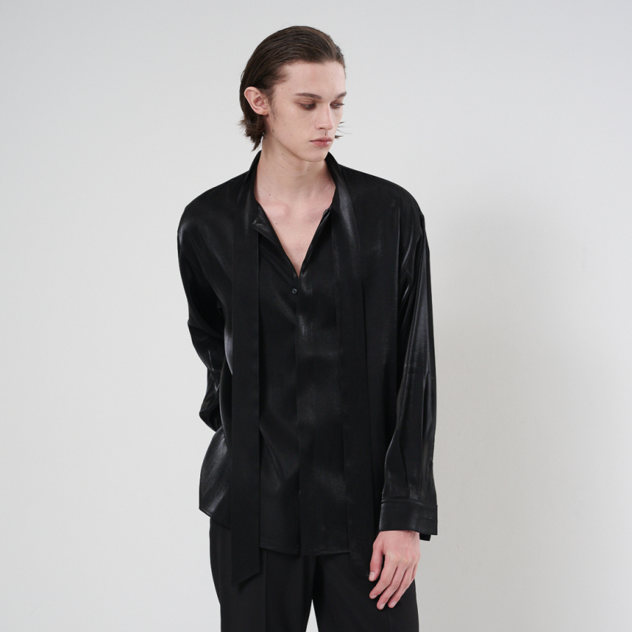 VISCOSE TIE SHIRTS-BLACK 2