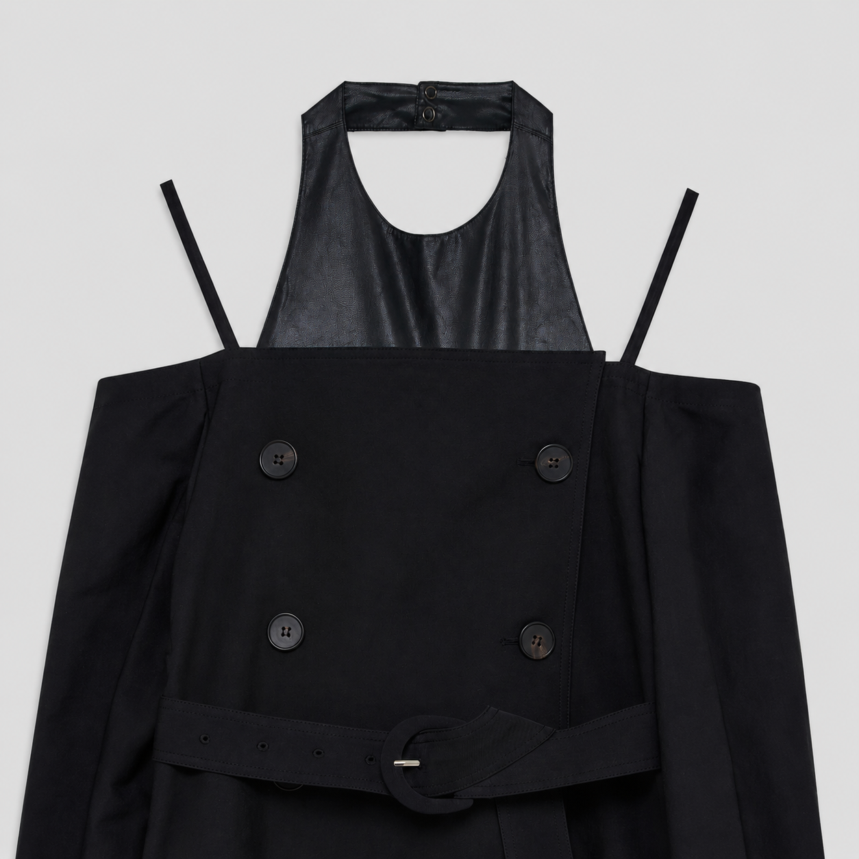 OFF-SHOULDER TRENCH COAT-BLACK 3