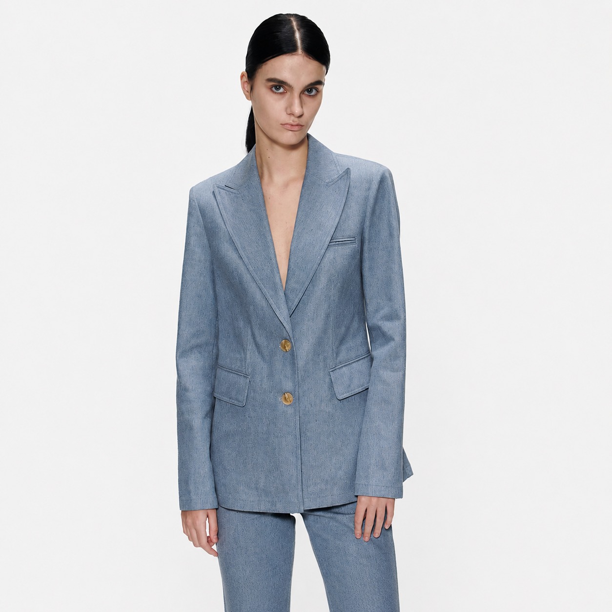 CLASSY DENIM BLAZER-BLUE