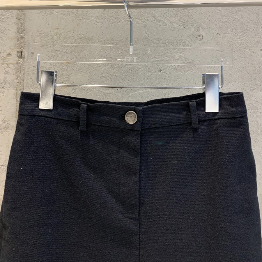 Side-Slit Cotton Slacks-BLACK 6