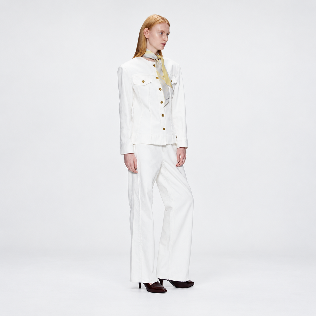 CURVED LINE DENIM JACKET-WHITE 8