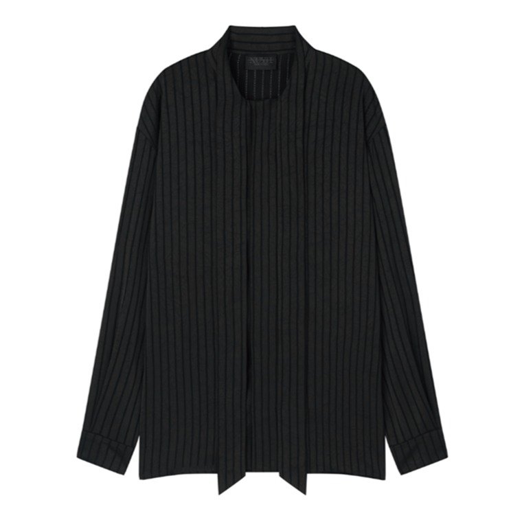 STRIPED TIE SHIRTS-BLACK