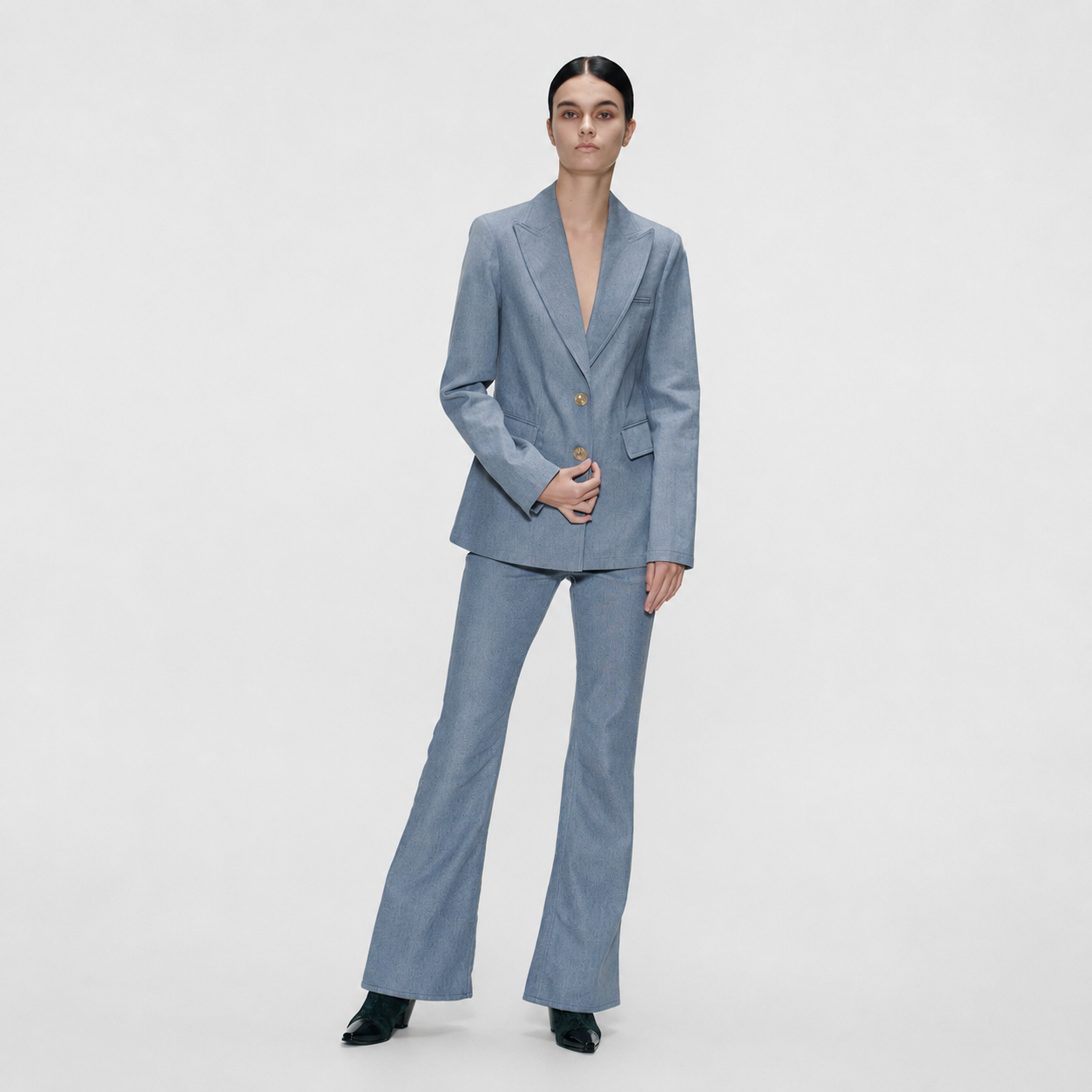 SEMI BOOTS CUT DENIM PANTS-BLUE 4