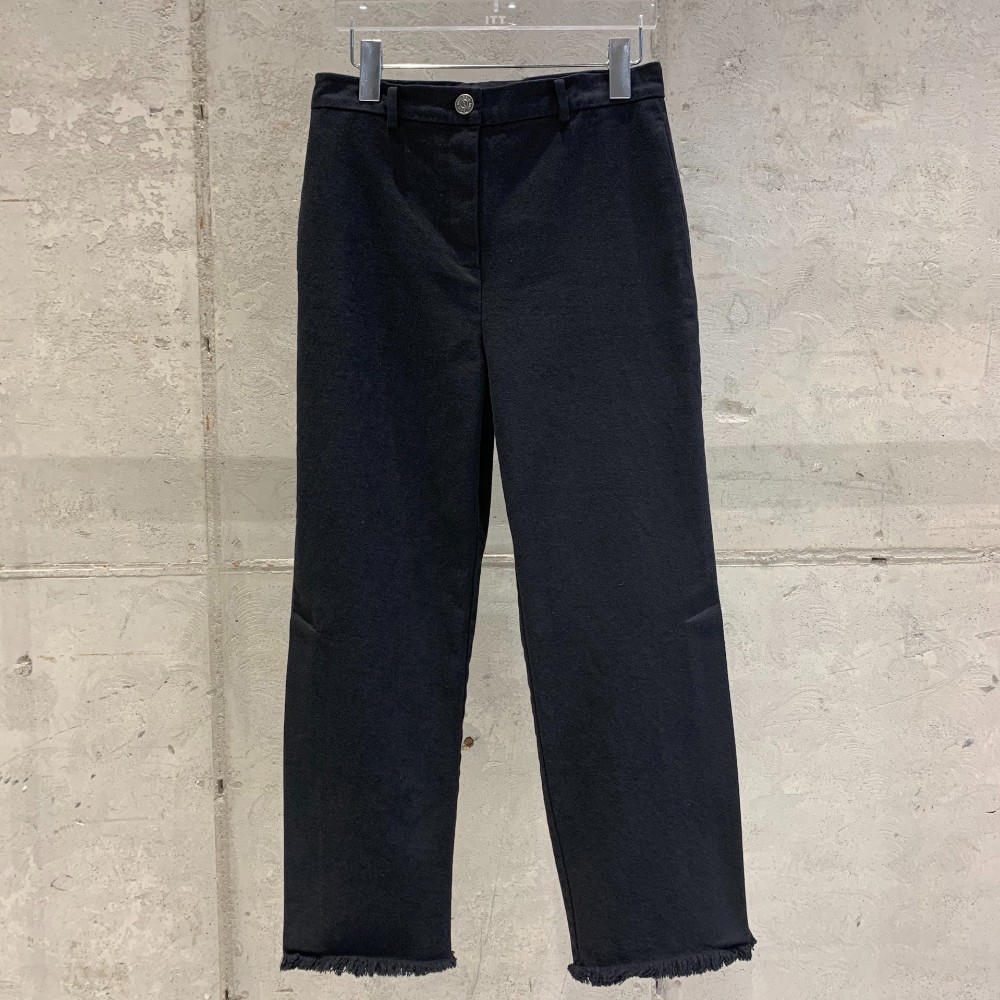 Side-Slit Cotton Slacks-BLACK 4