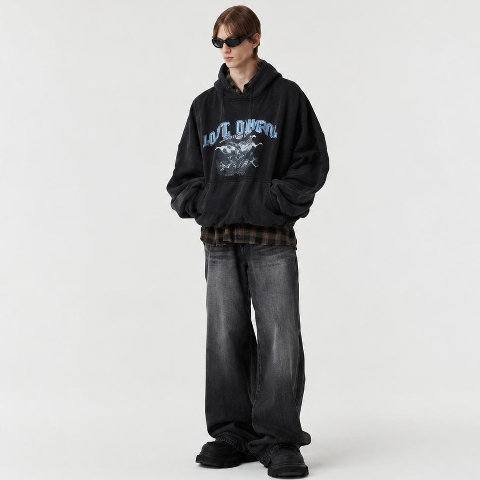 Signature Wide Denim Pants-BLACK 2