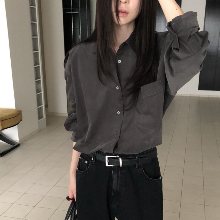 Washing Corduroy Shirt-CHARCOAL 2