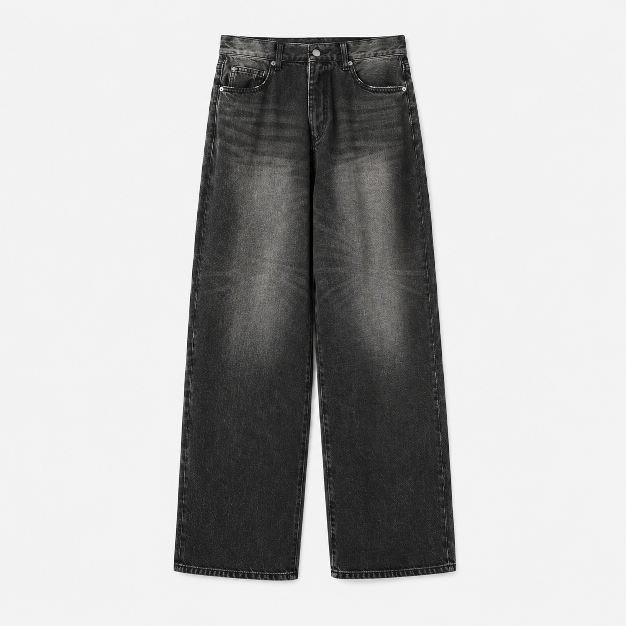 Signature Wide Denim Pants-BLACK 6