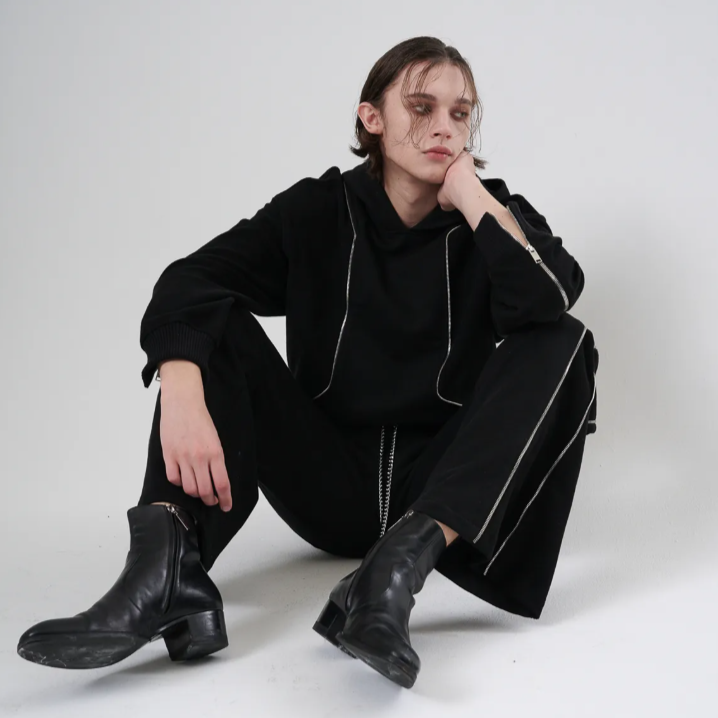 INSIDEOUT ZIPPER HOODIE-BLACK 2