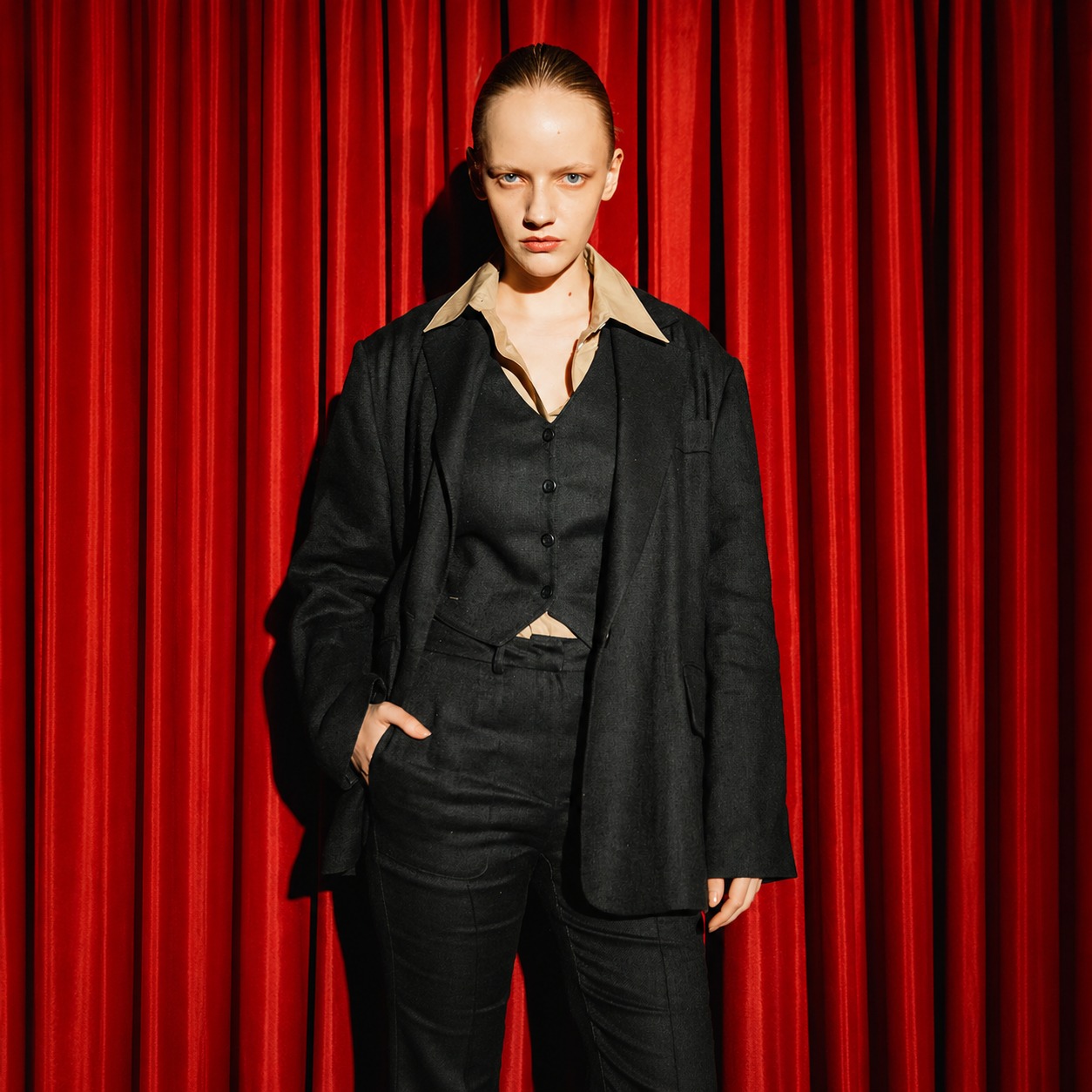 SILK LINEN OVER JACKET-GREEN