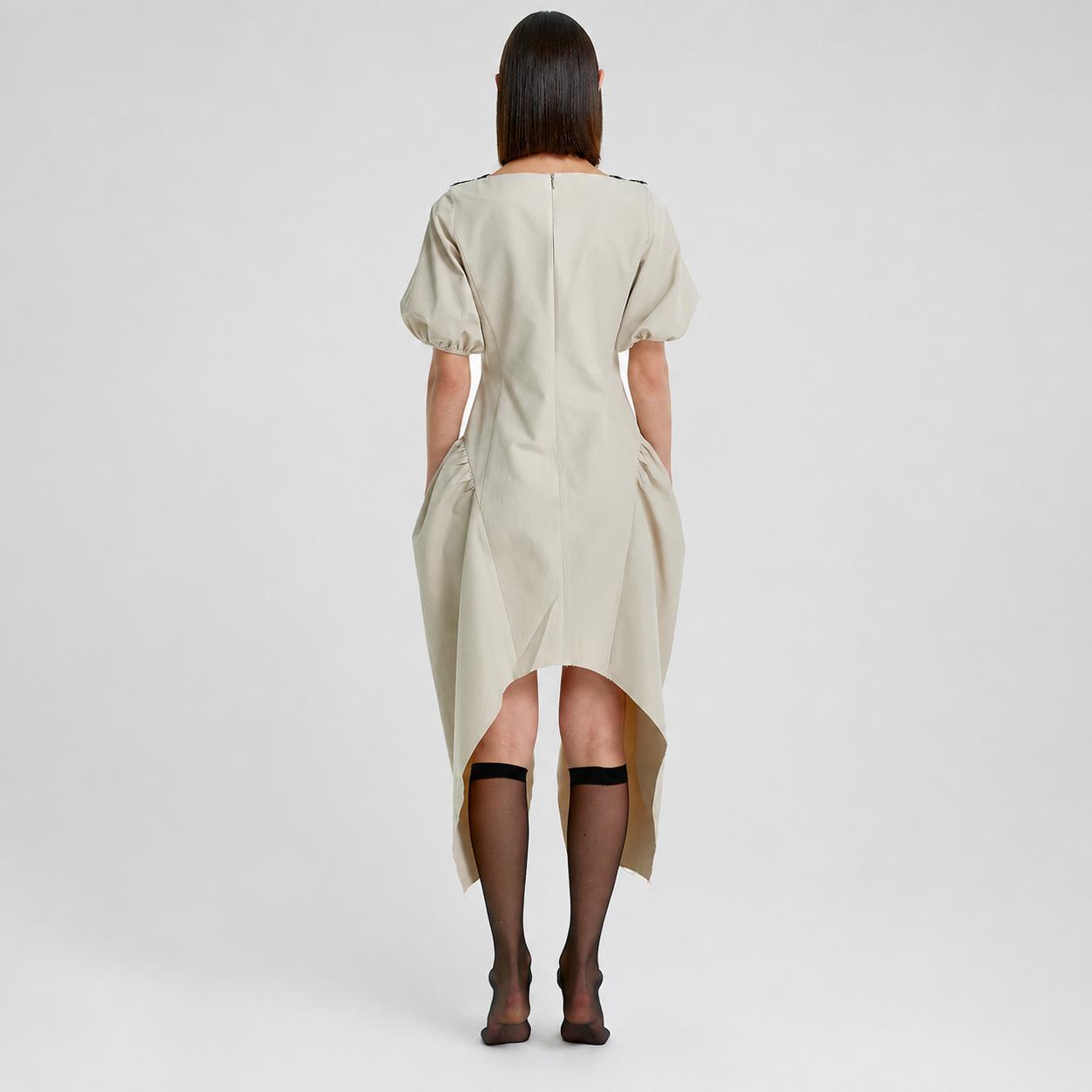 STRUCTURAL LACY DRESS-BEIGE 6