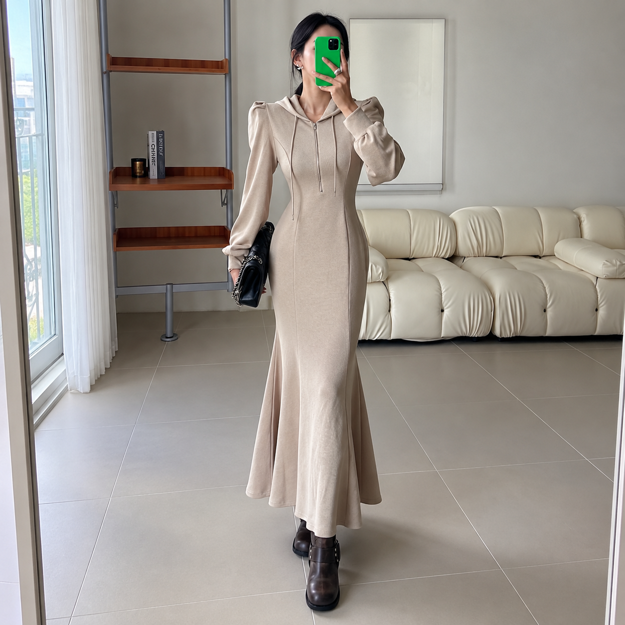 Nelly Hood Dress-BEIGE 2