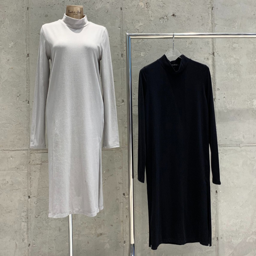 Long Turtleneck Shirt With Side Slits-GRAY 6