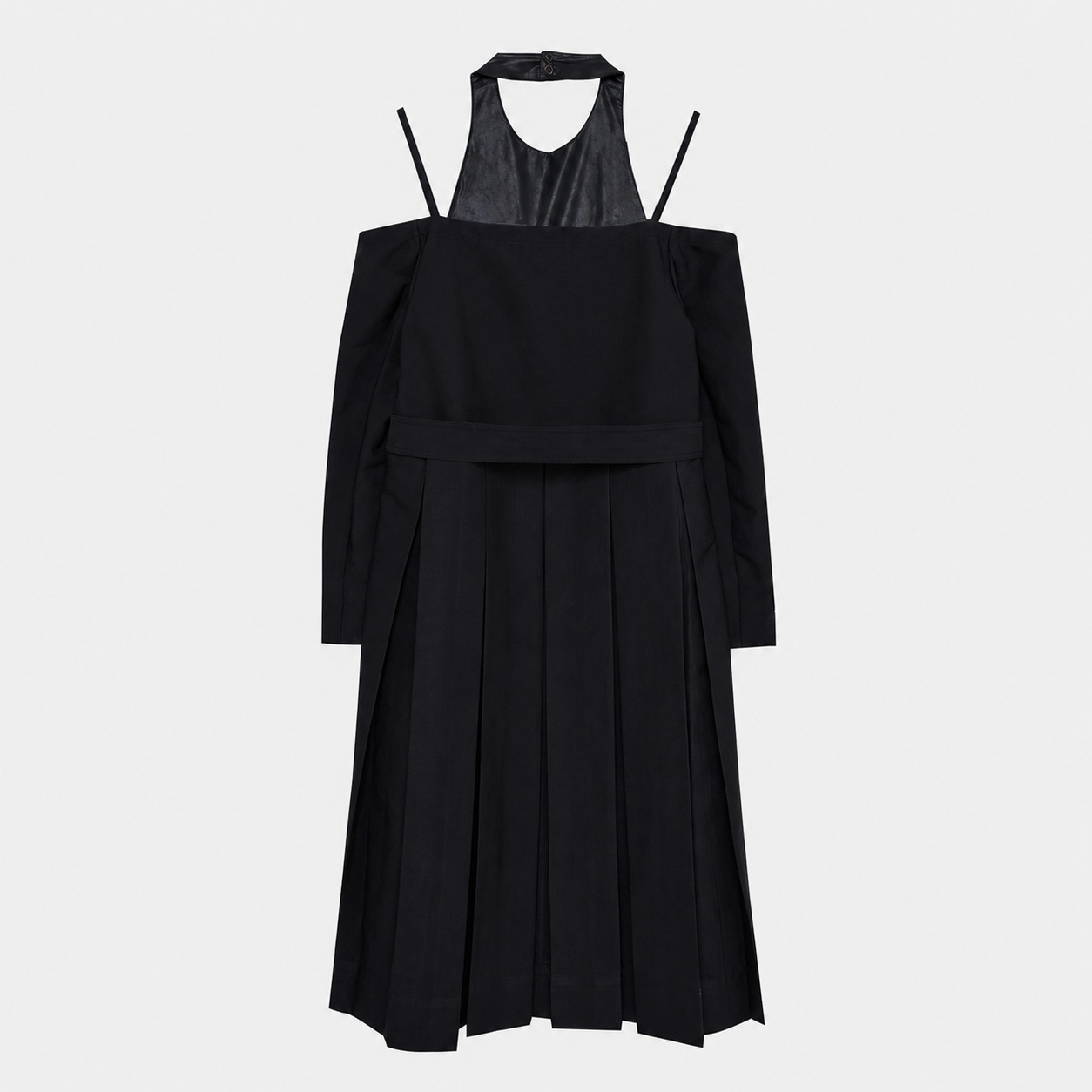 OFF-SHOULDER TRENCH COAT-BLACK 2