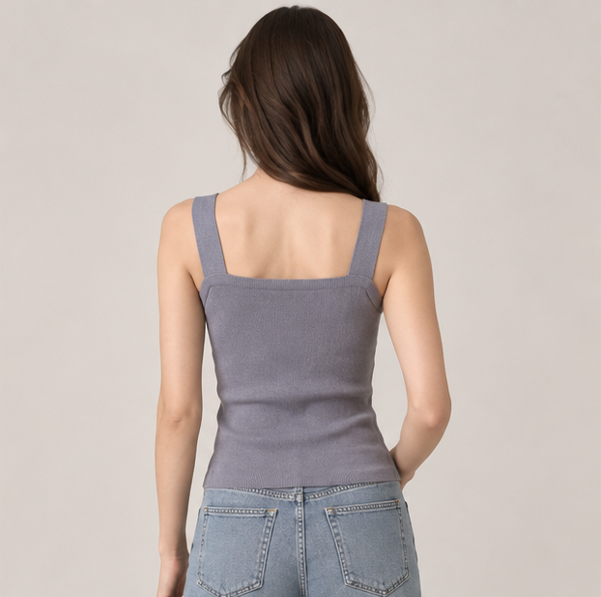 Slim Square-neck Sleeveless Top-LIGHT BLUE 3