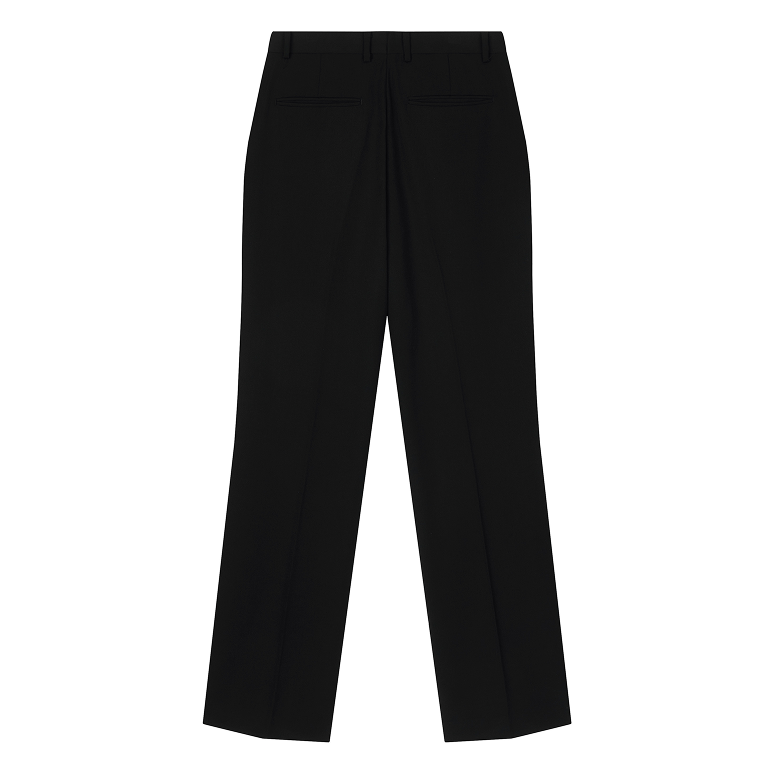 PARALLEL TUCK WOOL TROUSERS-BLACK 2