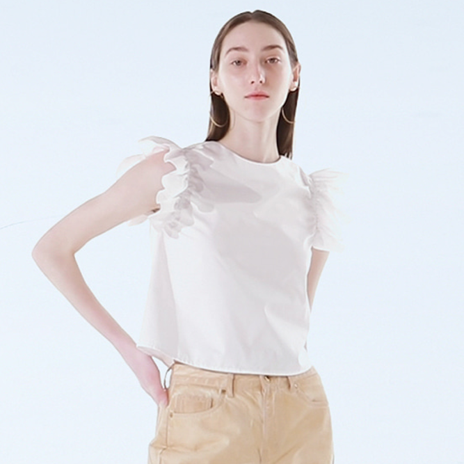 WING SLEEVE BLOUSE-WHITE 2